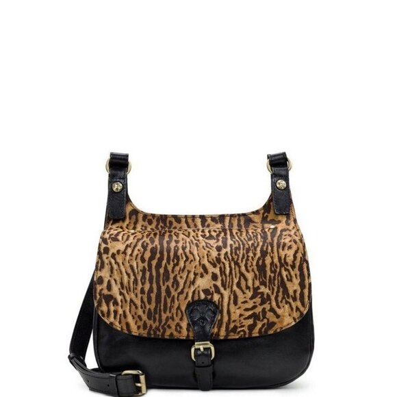Exotic Cat Leather Saddle Crossbody Bag
